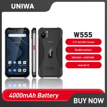 UNIWA W555 4G Смартфон Android 12 PTT 3 ГБ 32 ГБ 5,71 Дюймов HD + Четырехъядерный Телефон Смартфоны 13 МП Задняя Камера 4000 мА Мобильный Телефон NFC